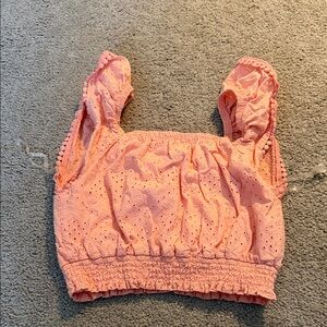 Peach Eyelet Crop Top